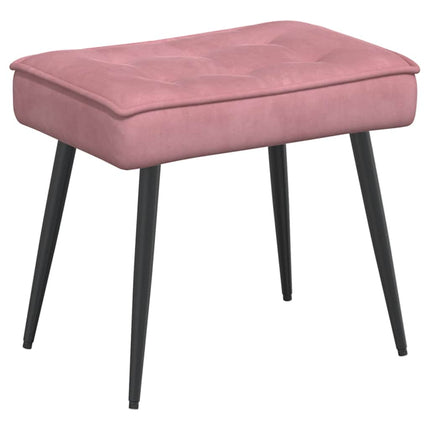 Vilstol med fotpall rosa sammet