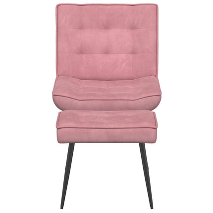 Vilstol med fotpall rosa sammet