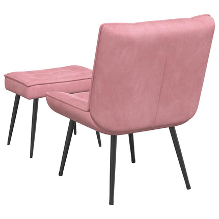 Vilstol med fotpall rosa sammet