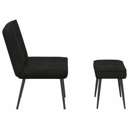 Vilstol med fotpall svart sammet