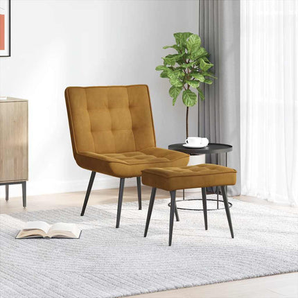 Vilstol med fotpall brun sammet