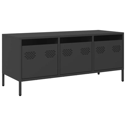 Tv-bänk svart 101,5x39x43,5 cm kallvalsat stål
