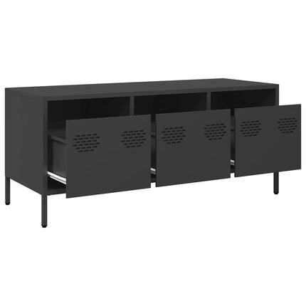 Tv-bänk svart 101,5x39x43,5 cm kallvalsat stål