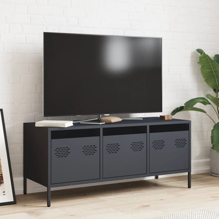 Tv-bänk antracit 101,5x39x43,5 cm kallvalsat stål