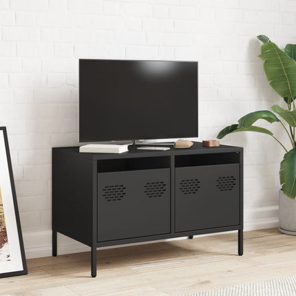 Tv-bänk svart 68x39x43,5 cm kallvalsat stål