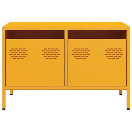 Tv-bänk senapsgul 68x39x43,5 cm kallvalsat stål
