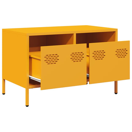 Tv-bänk senapsgul 68x39x43,5 cm kallvalsat stål