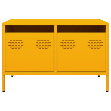 Tv-bänk senapsgul 68x50x43,5 cm kallvalsat stål