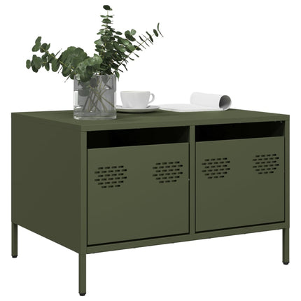 Tv-bänk olivgrön 68x50x43,5 cm kallvalsat stål