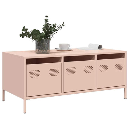 Soffbord rosa 101,5x50x43,5 cm kallvalsat stål