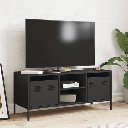 Tv-bänk svart 101,5x39x43,5 cm kallvalsat stål