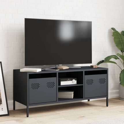 Tv-bänk antracit 101,5x39x43,5 cm kallvalsat stål