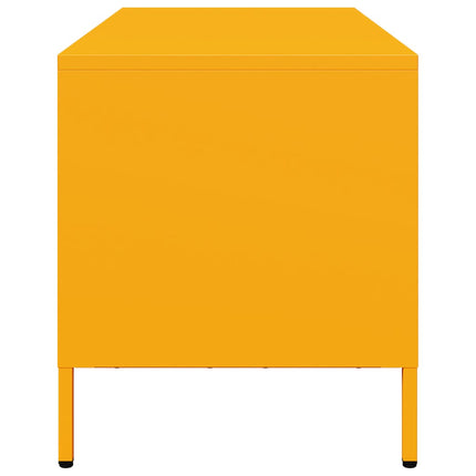 Tv-bänk senapsgul 101,5x39x43,5 cm kallvalsat stål