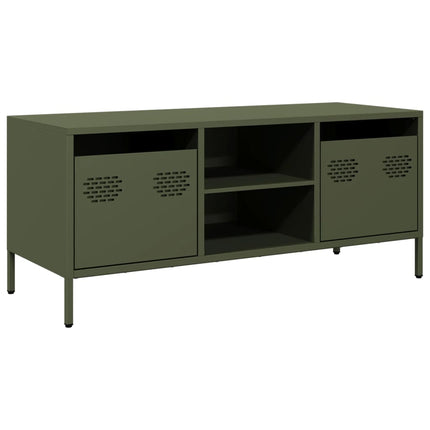 Tv-bänk olivgrön 101,5x39x43,5 cm kallvalsat stål