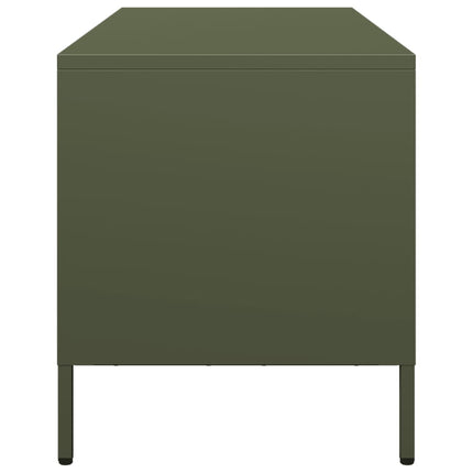 Tv-bänk olivgrön 101,5x39x43,5 cm kallvalsat stål