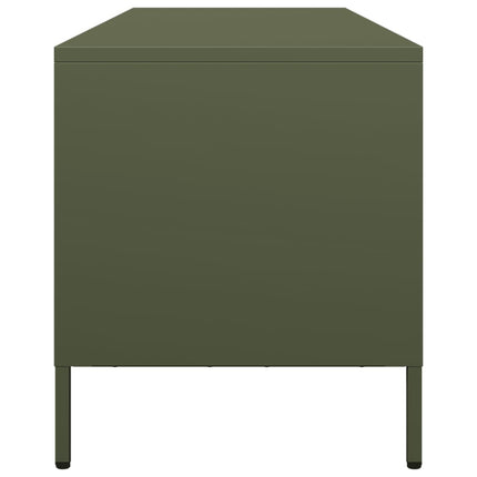 Tv-bänk olivgrön 135x39x43,5 cm kallvalsat stål