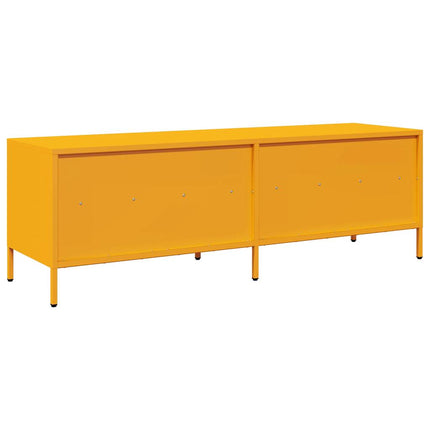 Tv-bänk senapsgul 135x39x43,5 cm kallvalsat stål