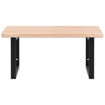Väggmonterad handfatshylla stål och massiv ek