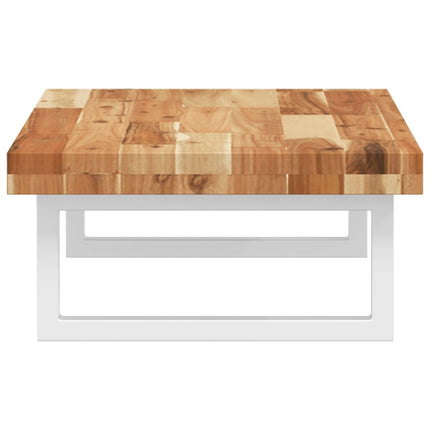 Väggmonterad handfatshylla stål och massivt akaciaträ