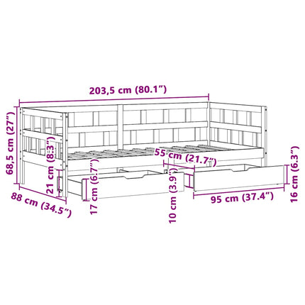 Dagbädd Med Lådor Massiv Furu