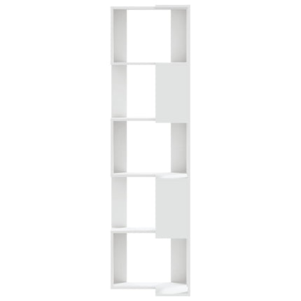 Bokhylla hörn 5 hyllplan vit 50x50x179 cm konstruerat trä