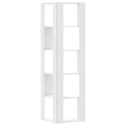 Bokhylla hörn 5 hyllplan vit 50x50x179 cm konstruerat trä