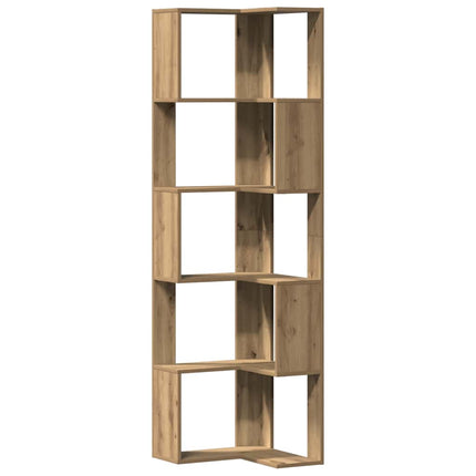 Bokhylla hörn 5 hyllplan ek 50x50x179 cm konstruerat trä