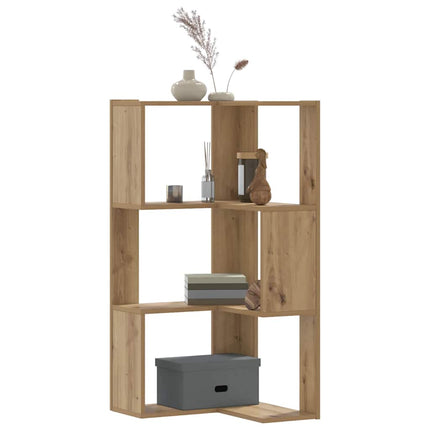 Bokhylla hörn 3 hyllplan ek 50x50x102 cm konstruerat trä