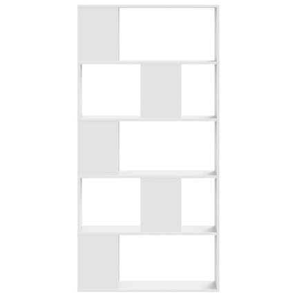 Bokhylla 5 hyllplan vit 80,5x23,5x162,5 cm konstruerat trä