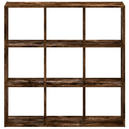 Bokhylla rökfärgad ek 102x32x102 cm konstruerat trä