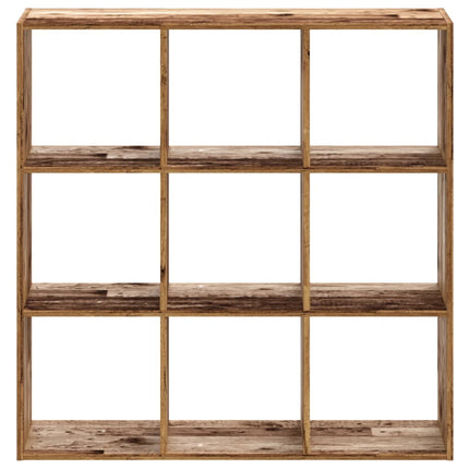 Bokhylla åldrat trä 102x32x102 cm konstruerat trä