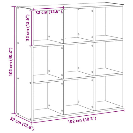 Bokhylla ek 102x32x102 cm konstruerat trä