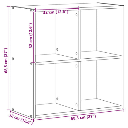 Bokhylla ek 68,5x32x68,5 cm konstruerat trä