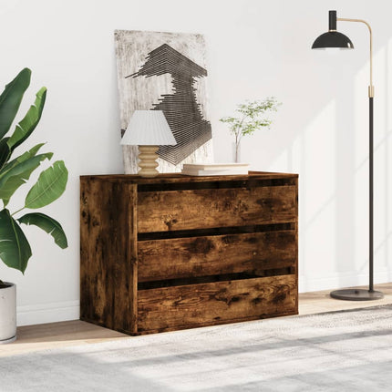 Byrå rökfärgad ek 80x41x58 cm konstruerat trä