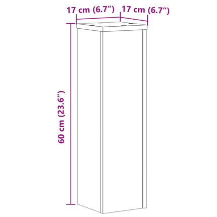 Växtställ 2 st sonoma ek 17x17x60 cm konstruerat trä