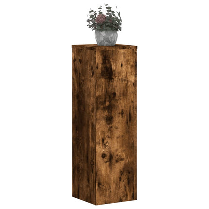 Växtställ 2 st rökfärgad ek 25x25x80 cm konstruerat trä