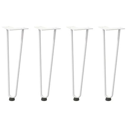 Hårnålsben för soffbord 4 st vita 42 cm massivt stål