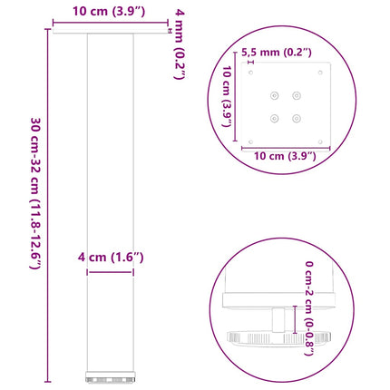 Soffbordsben 4 st naturstål 30-32 cm stål