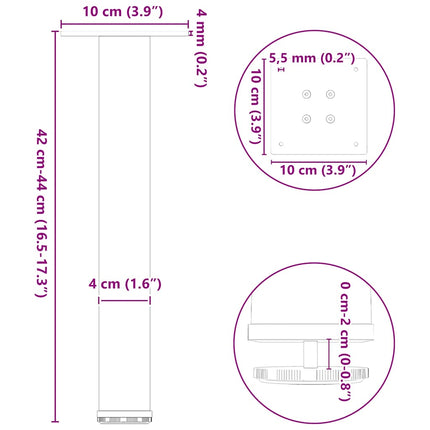 Soffbordsben 4 st vita 42-44 cm stål