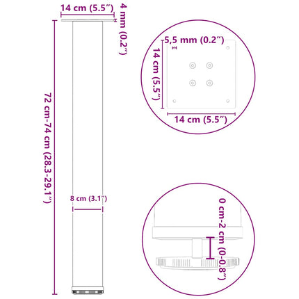 Konsolbordsben 4 st svarta 72-74 cm stål