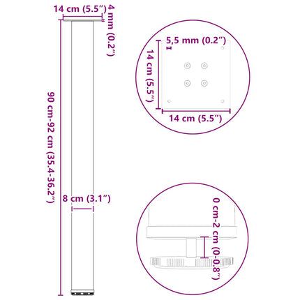 Barbordsben 4 st vita 90-92 cm stål