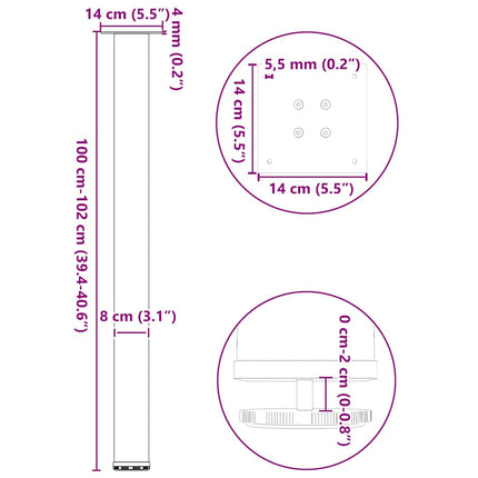 Barbordsben 4 st vita 100-102 cm stål