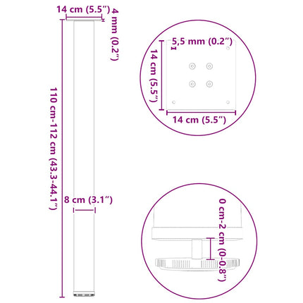 Barbordsben 4 st vita 110-112 cm stål
