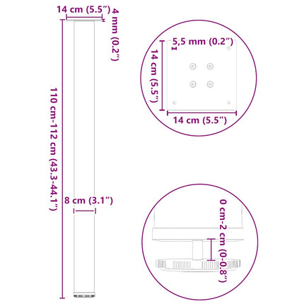 Barbordsben 4 st naturstål 110-112 cm stål