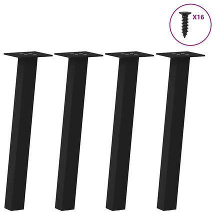 Soffbordsben 4 st svarta 42 cm stål