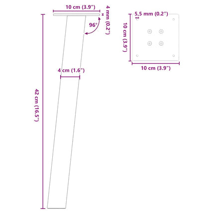 Soffbordsben 4 st vita 42 cm stål