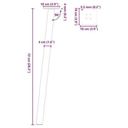 Konsolbordsben 4 st naturstål 72 cm stål