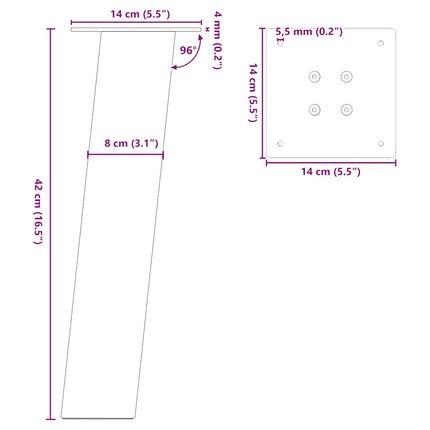 Soffbordsben 4 st antracit 42 cm stål