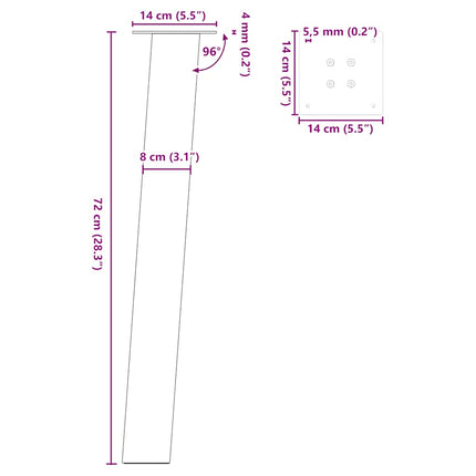 Konsolbordsben 4 st naturstål 72 cm stål