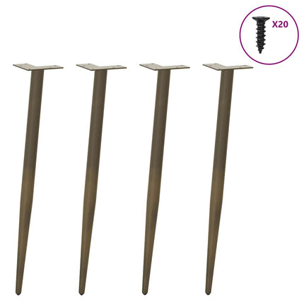 Konsolbordsben koniska 4 st naturstål 72-73 cm stål
